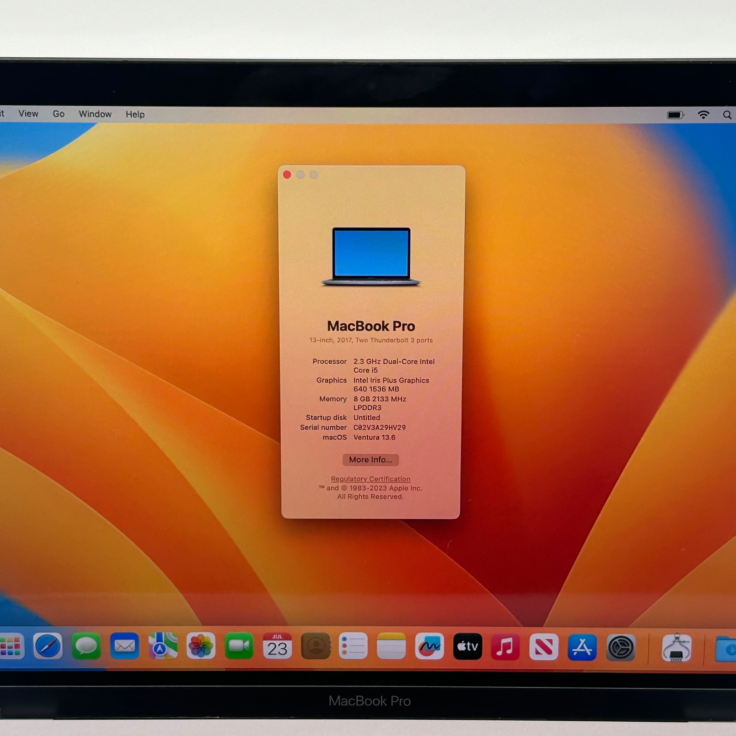 2017 Apple MacBook Pro 13.3" i5 2.3GHz 8GB RAM 256GB SSD Silver A1708
