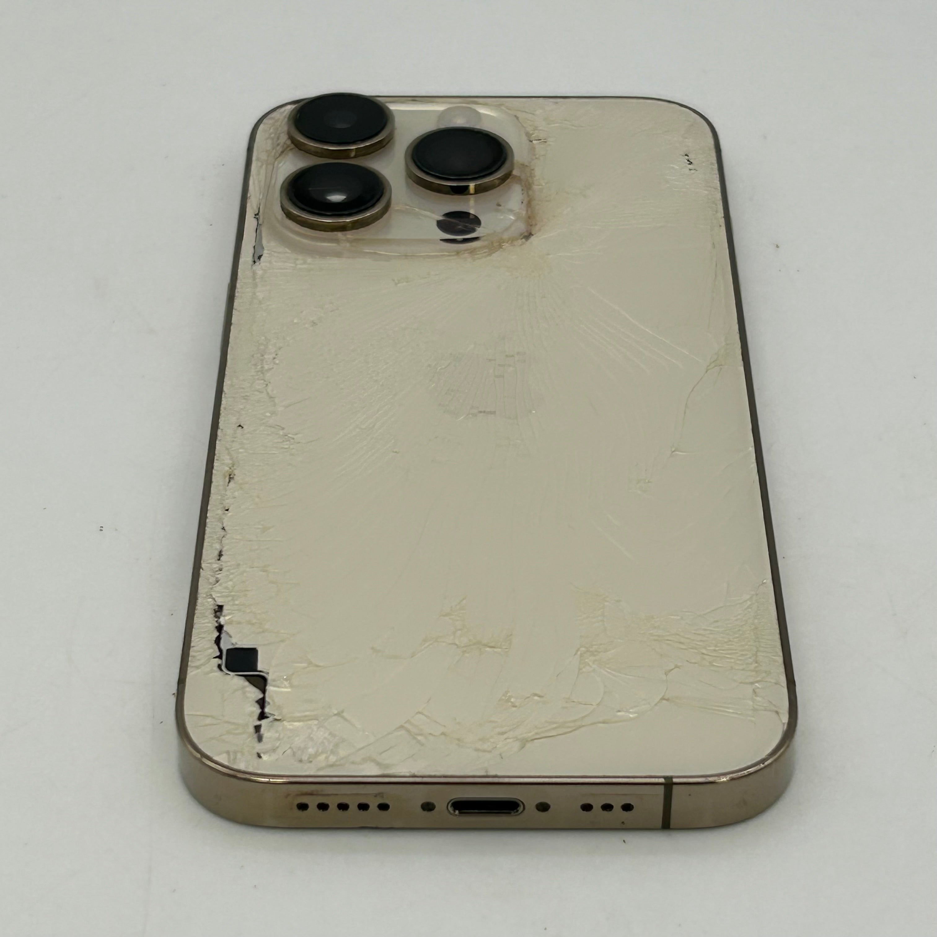Apple iPhone 14 Pro - 128GB - Gold (Unlocked) CRACKED BACK - 77% BH