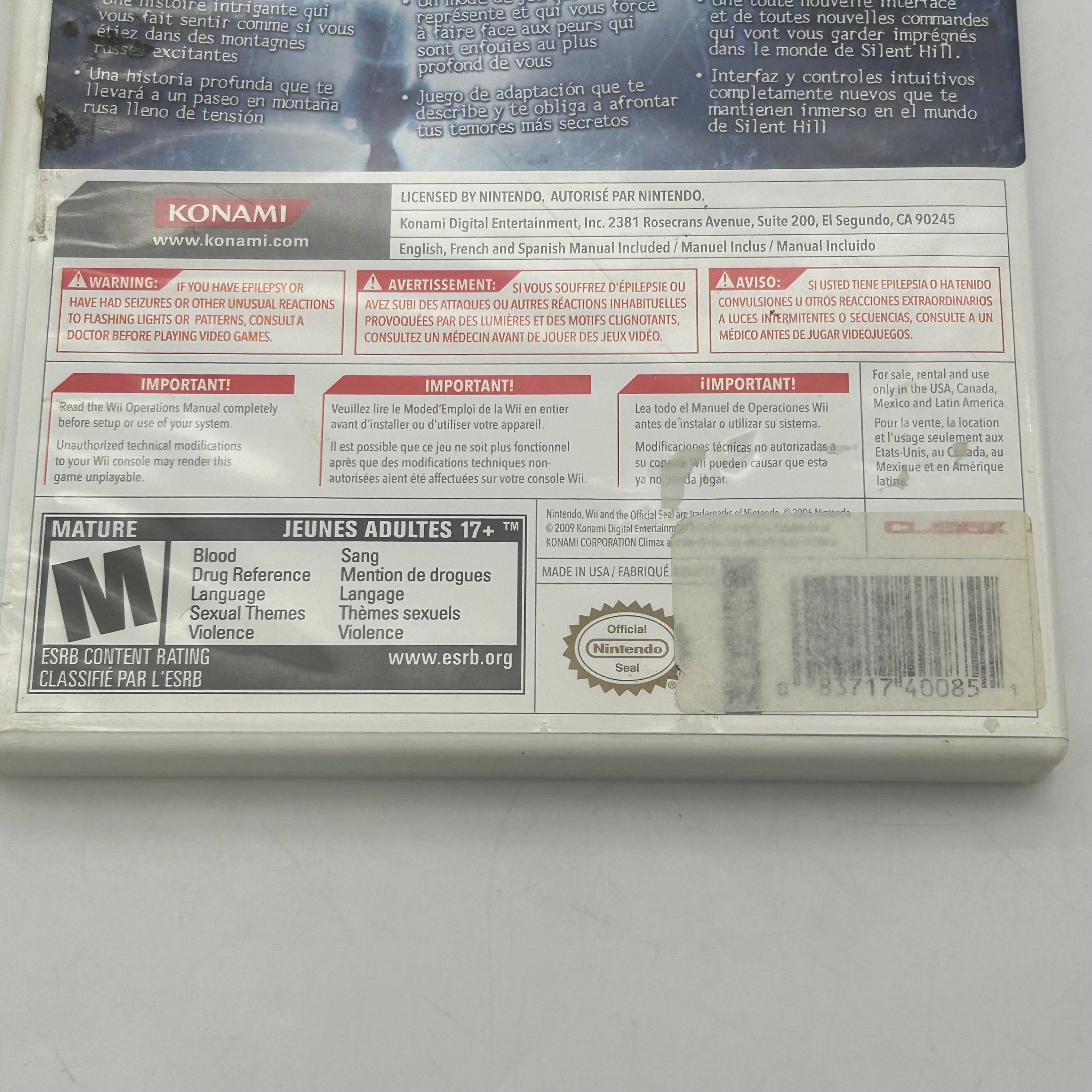 Silent Hill: Shattered Memories Nintendo Wii WII - Used Boxed With Manual