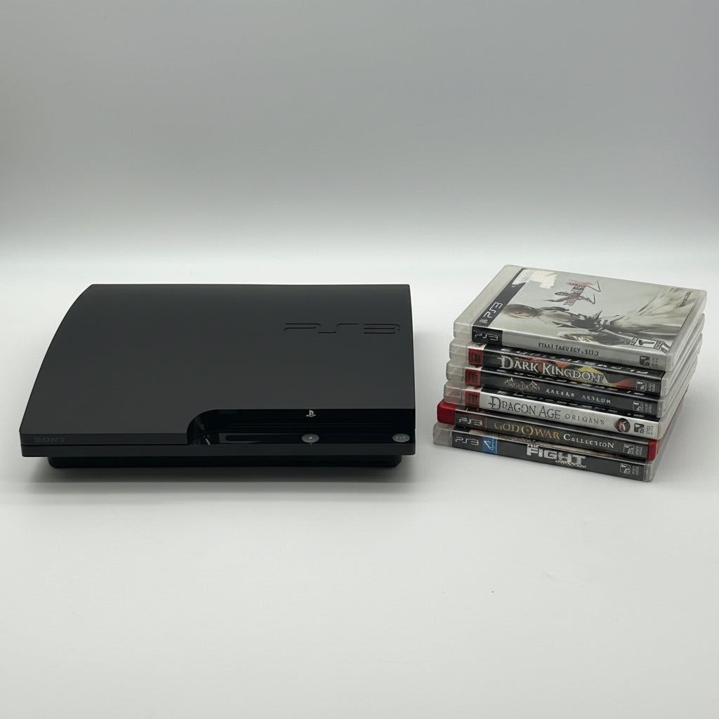 Sony PS3 Slim 120GB Console CECH-2001A Bundle 6 Games - NO CONTROLLER - Tested