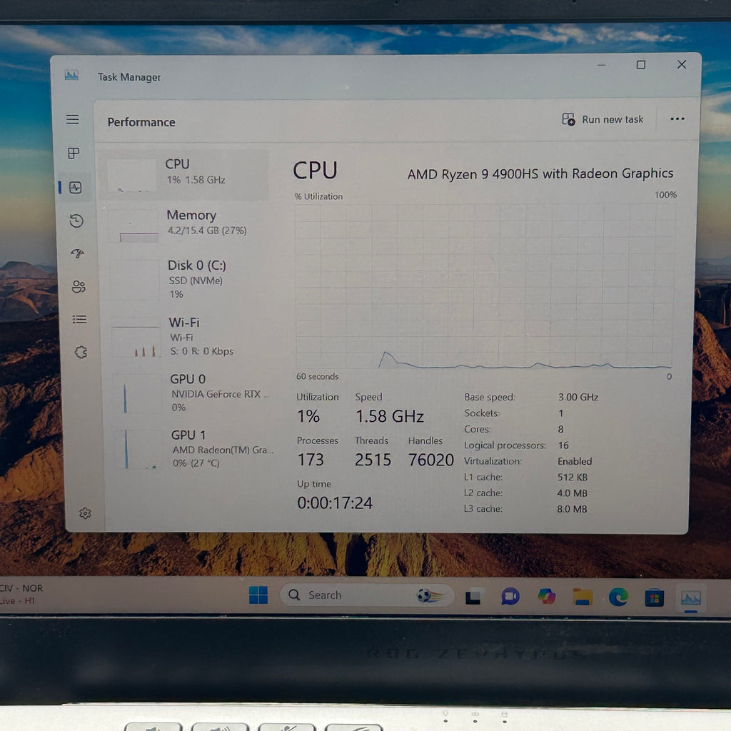 Asus ROG Zephyrus G14 GA401 14" Ryzen 9 4900HS 16GB RAM 1TB SSD GeForce RTX 2060