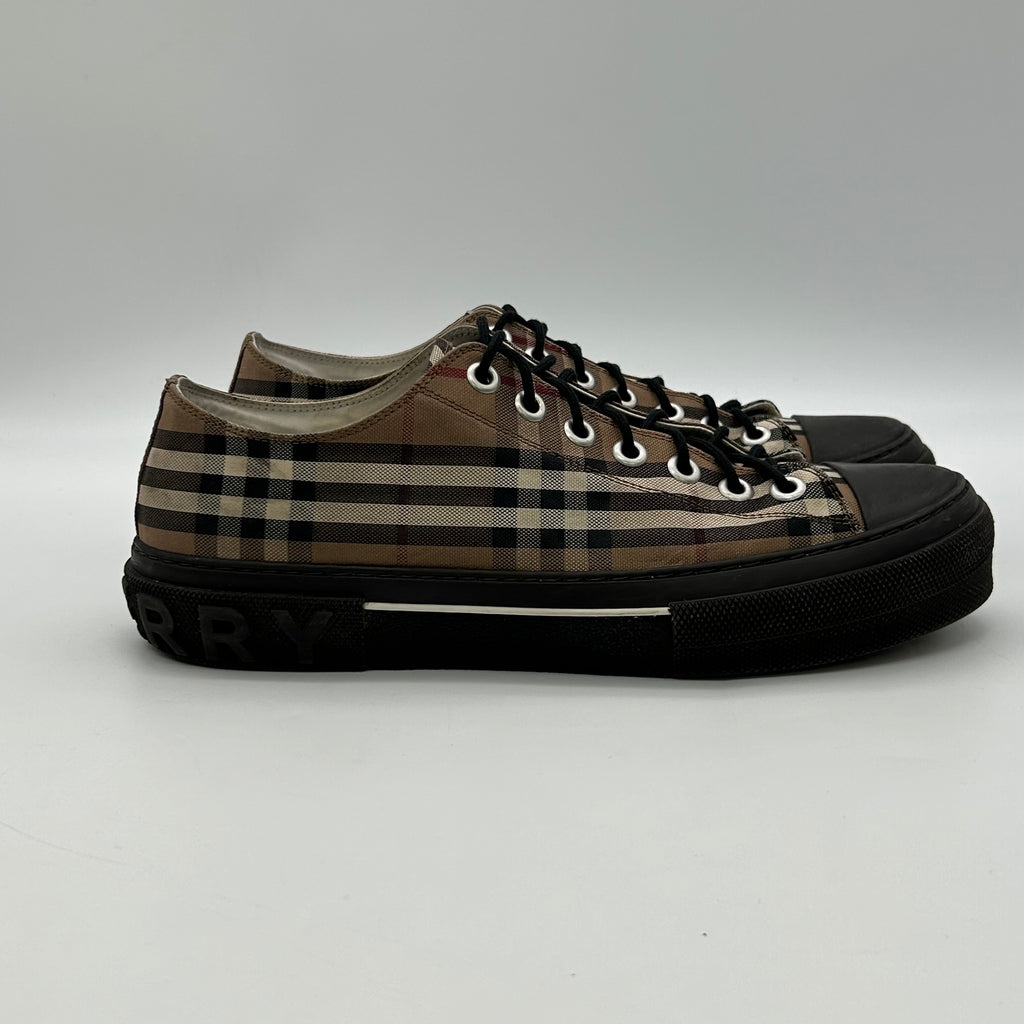 Burberry Vintage Check Sneakers Canvas Low Top Black Sole EU 44 US 11 Plaid Men’s
