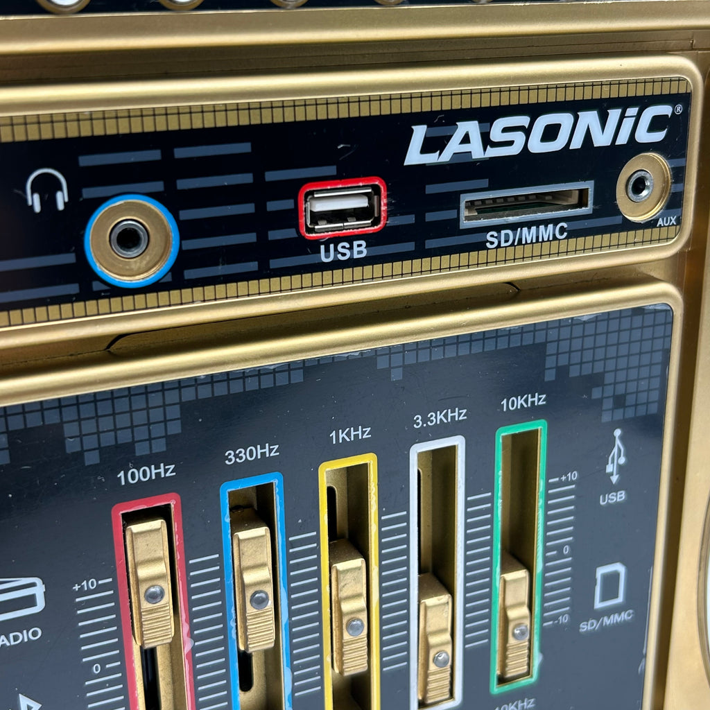 LASONIC I-931 BOOMBOX Gold Pro Audio Equipment with Bag - Used