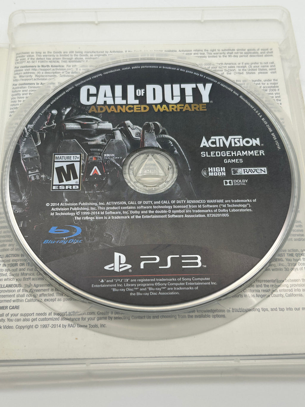 Playstation 3 Call of Duty Advanced Warfare With Manual and Case -  Used