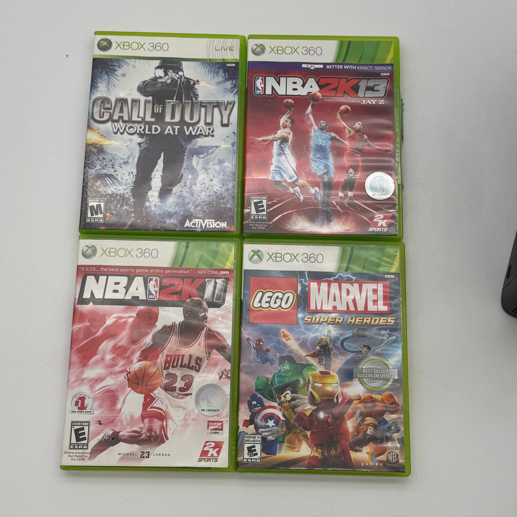 Microsoft Xbox 360 E (1538) 2013 Console Bundle 120GB Black with Kinect 360 & 4 Games