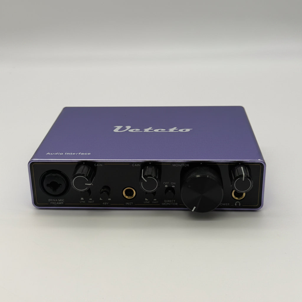 Ueteto Audio Interface 2i2 NOB For PC Mac Recording Podcasting