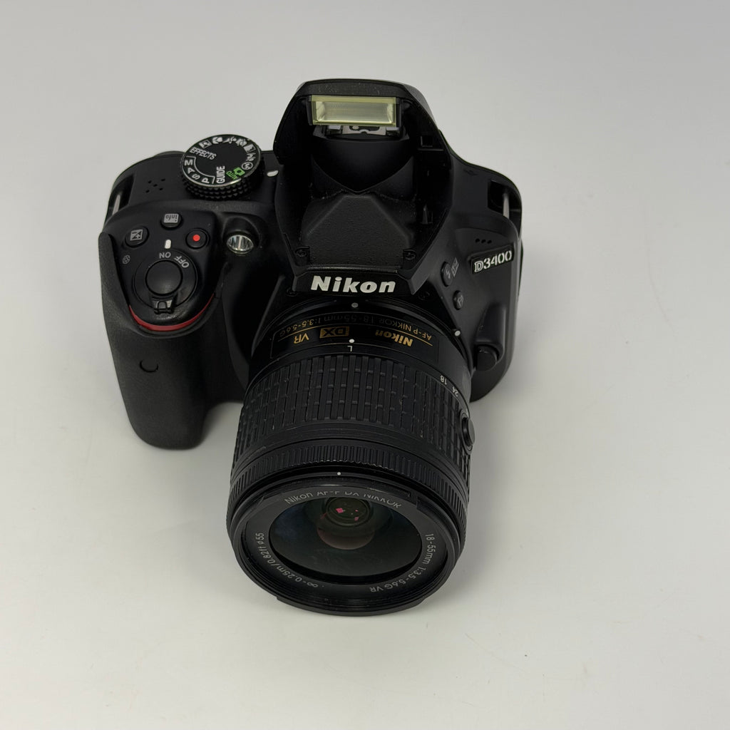 Nikon D3400 Digital SLR Camera 24.2MP + AF-P DX VR 18-55mm Lens & 2 Batteries