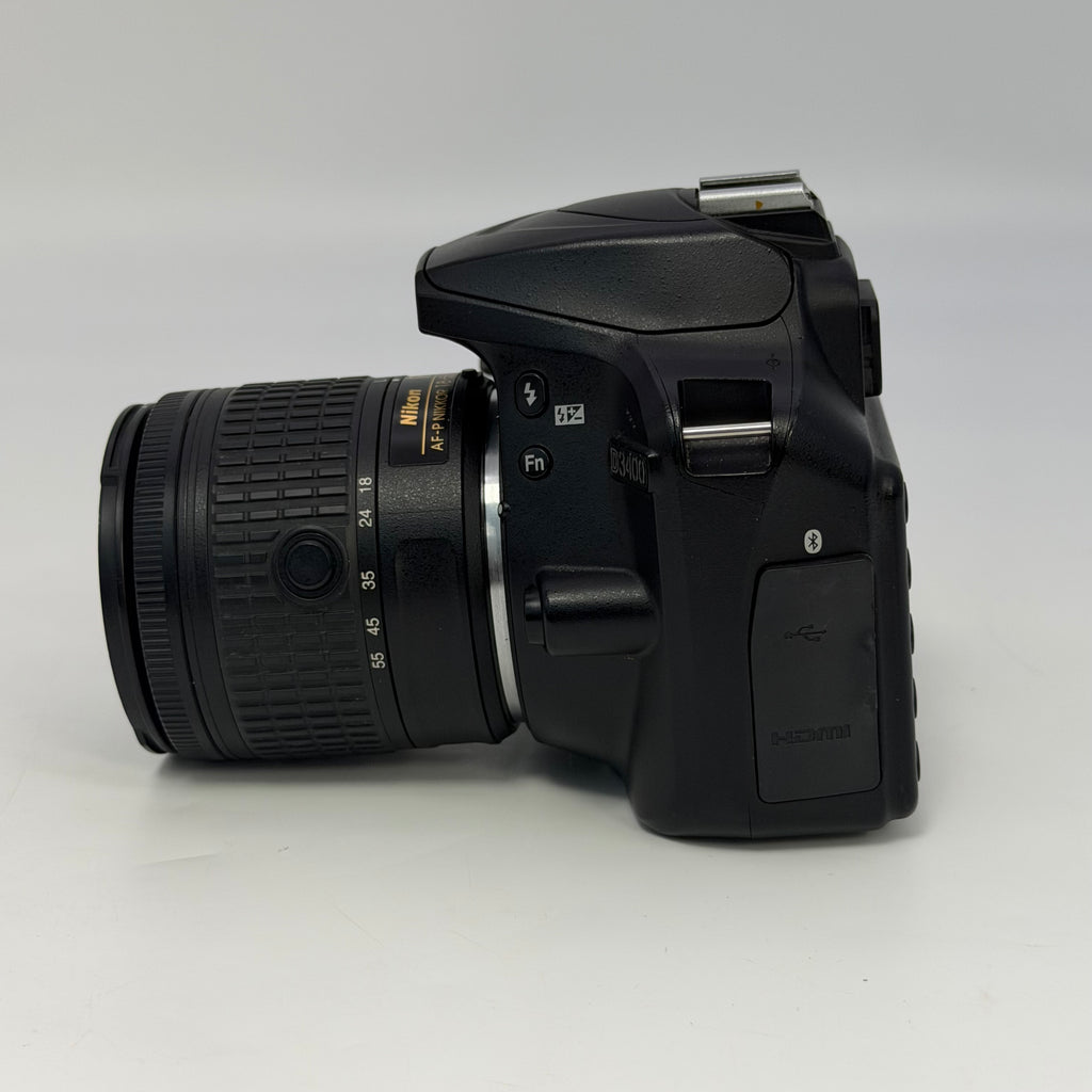 Nikon D3400 Digital SLR Camera 24.2MP + AF-P DX VR 18-55mm Lens & 2 Batteries