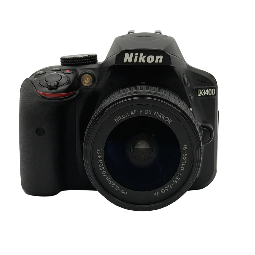 Nikon D3400 Digital SLR Camera 24.2MP + AF-P DX VR 18-55mm Lens & 2 Batteries