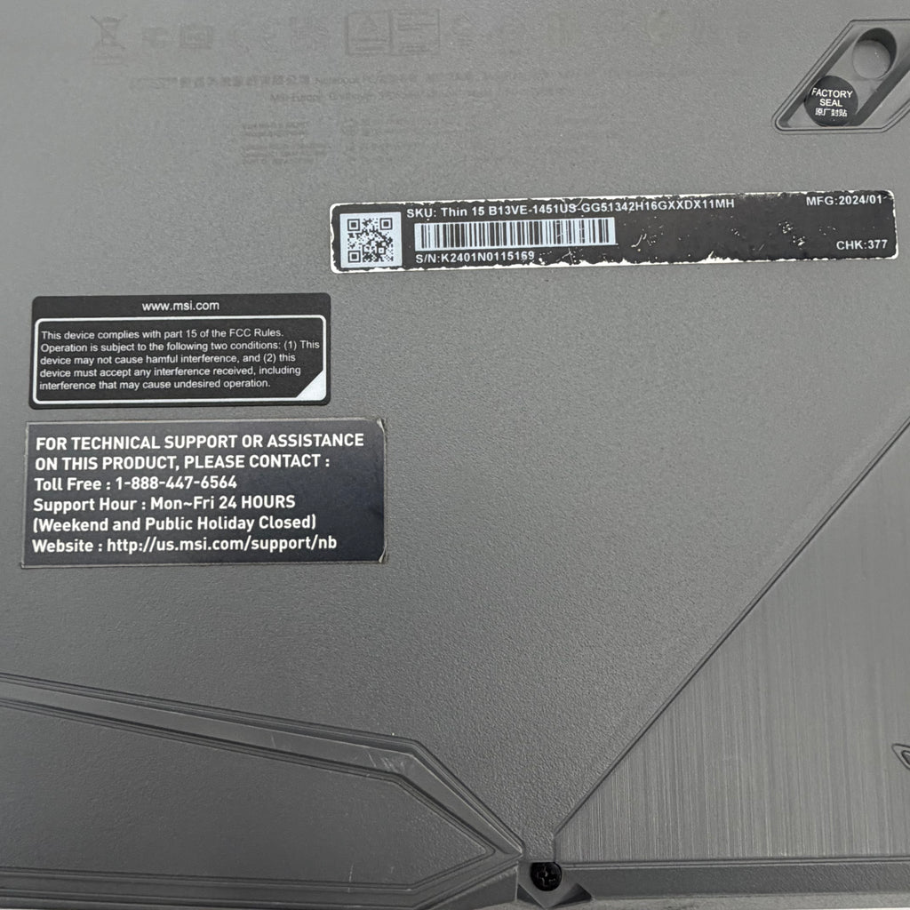 MSI Thin 15 B13VE 15-inch Laptop Core i5 13th Gen RTX 4050 16GB RAM 500GB SSD