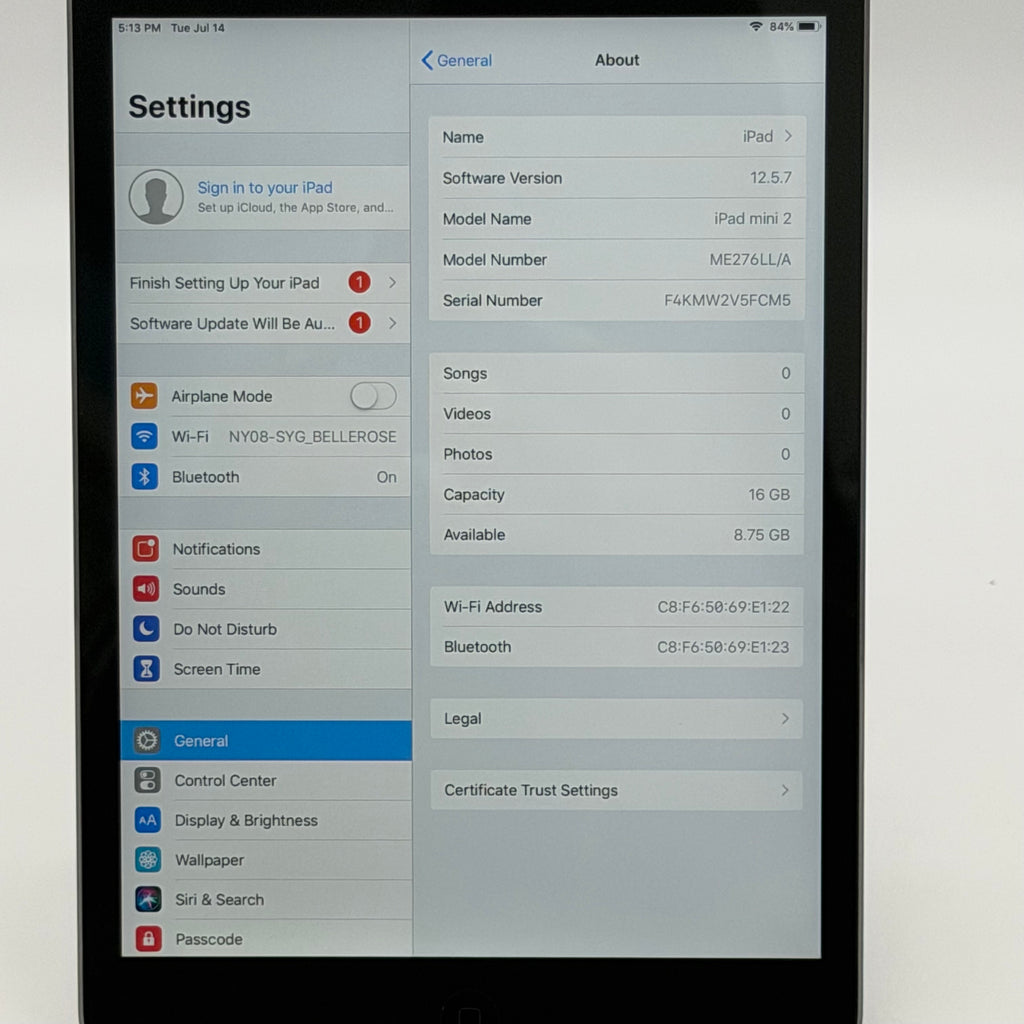 Apple iPad Mini 2nd Gen 16GB A1489 Black Wifi Only