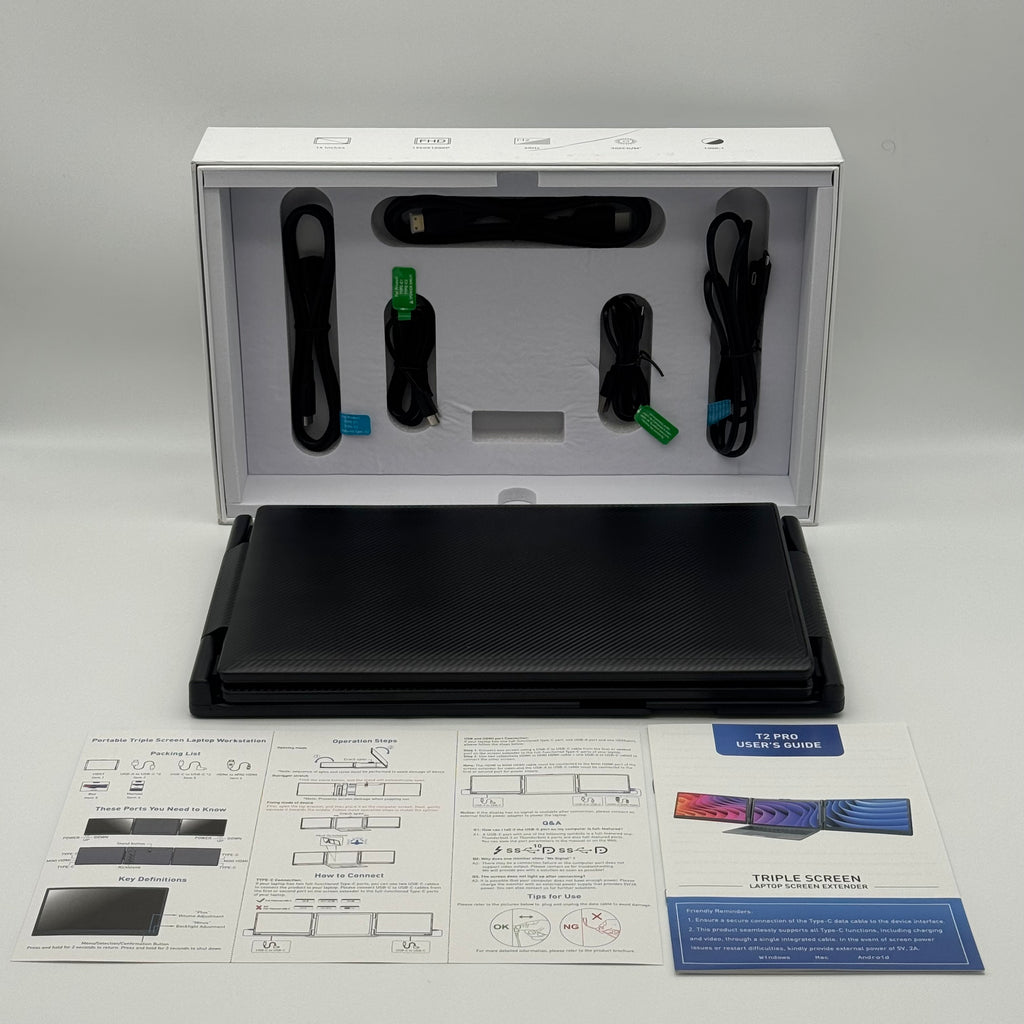 T2 Pro 14" Triple Screen Portable Laptop Extension Monitors - New Open Box