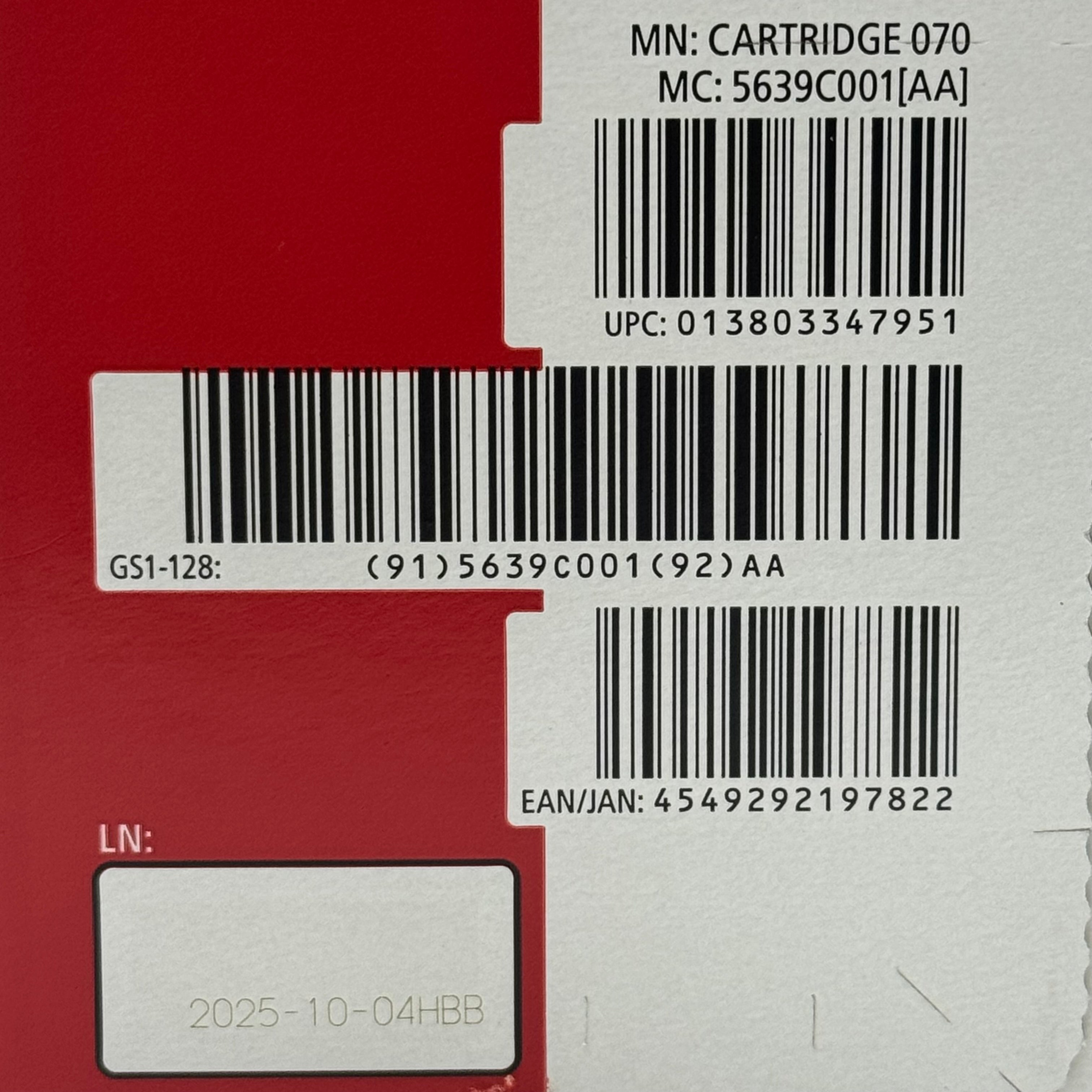 Canon 070 Black Toner Cartridge 5639C001 Genuine OEM - New in Box