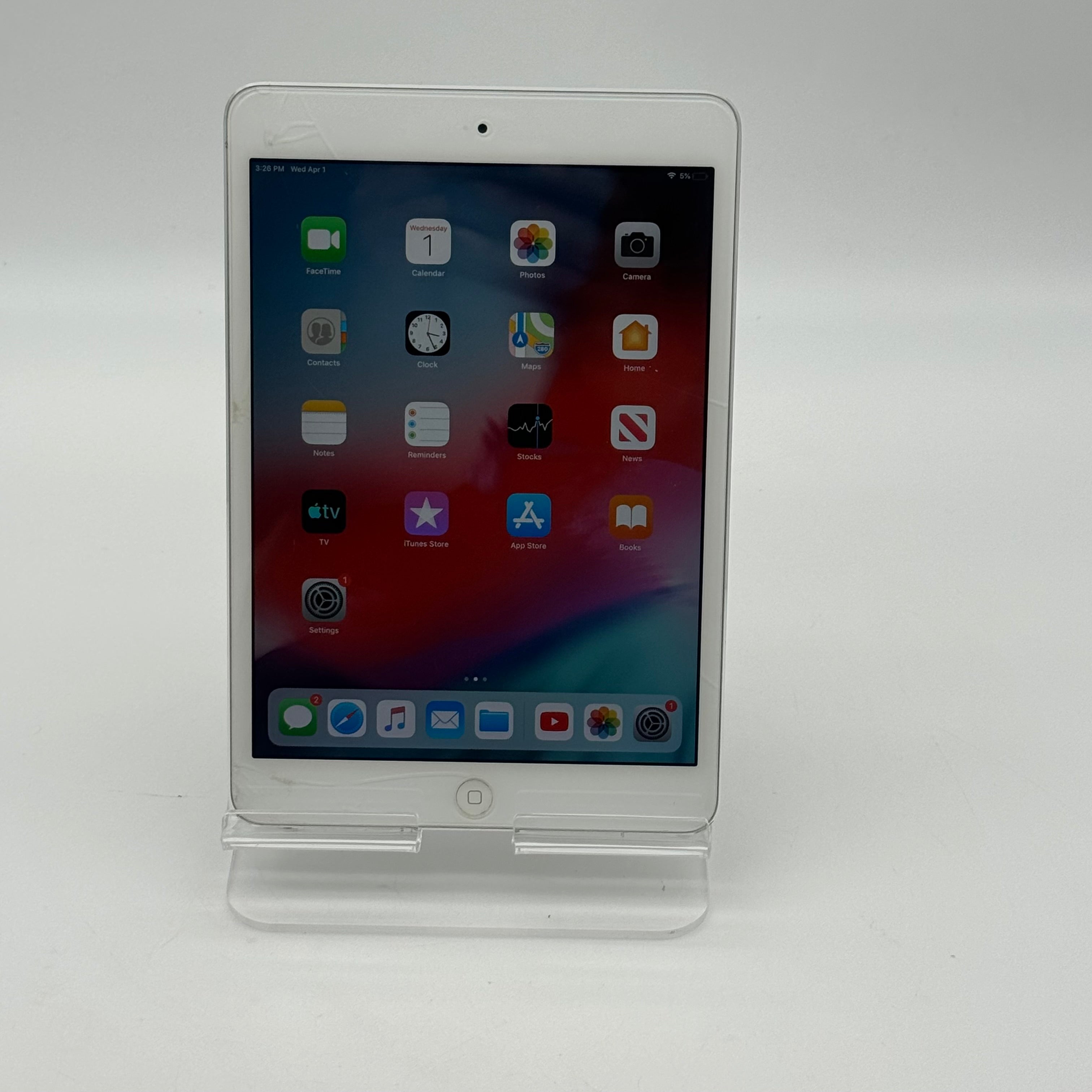 Apple iPad Mini 2nd Gen A1489 16GB WiFi Unlocked White - Fully Functional - Cracked Screen