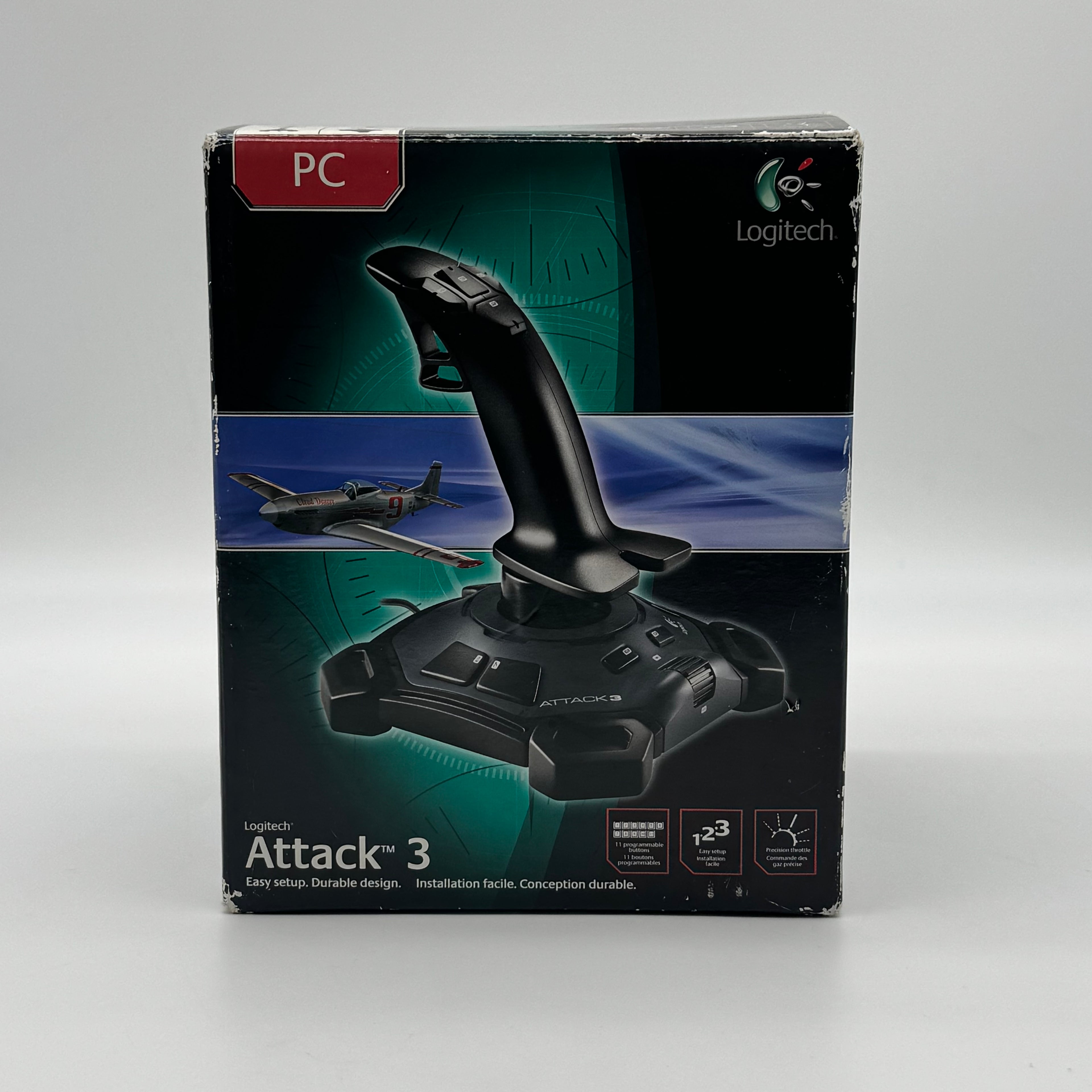Logitech Attack 3 Gaming Joystick PC USB ATK3 Flight Stick Simulator - Open Box