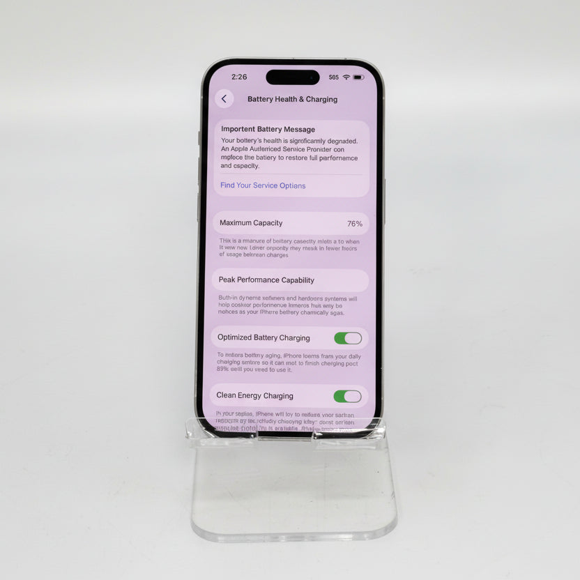 Apple iPhone 14 Pro MQ0X3LL/A 256GB White (Unlocked) 76% BH