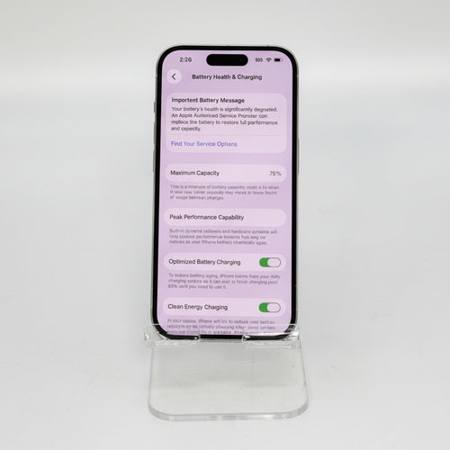 Apple iPhone 14 Pro MQ0X3LL/A 256GB White (Unlocked) 76% BH