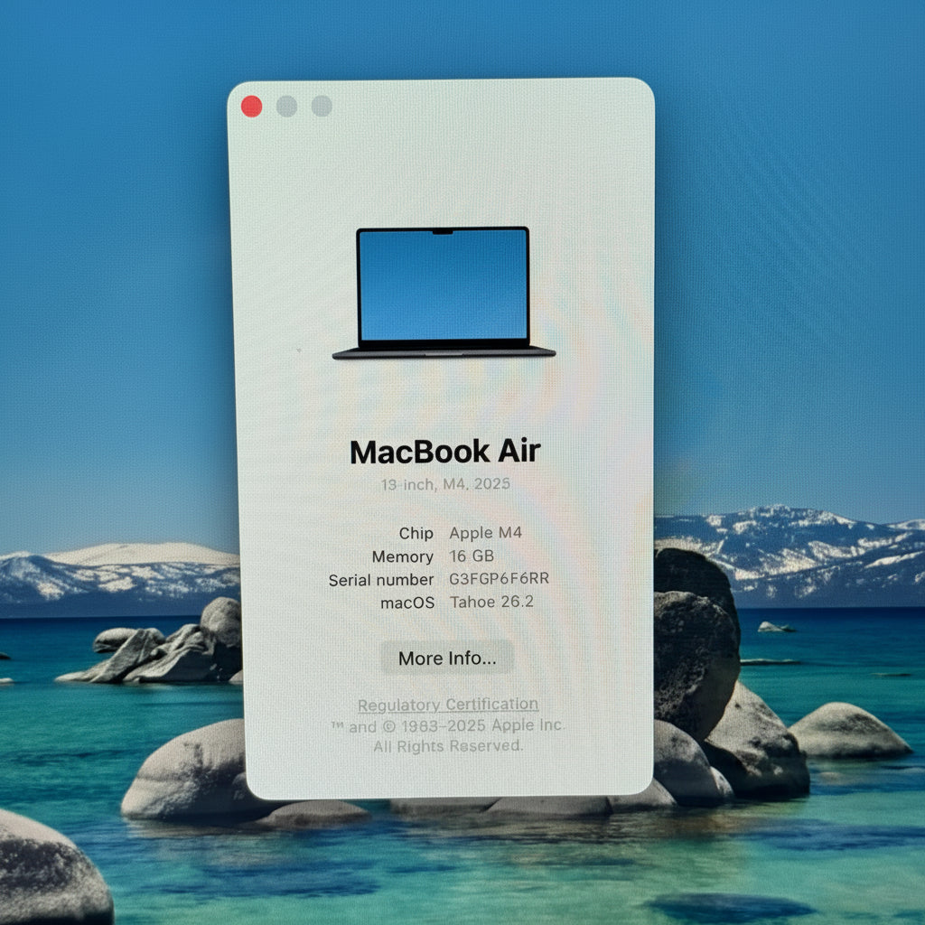 Apple MacBook Air 13 M4 16GB RAM 256GB SSD A3240 2025 Blue 7 Battery Cycle Count