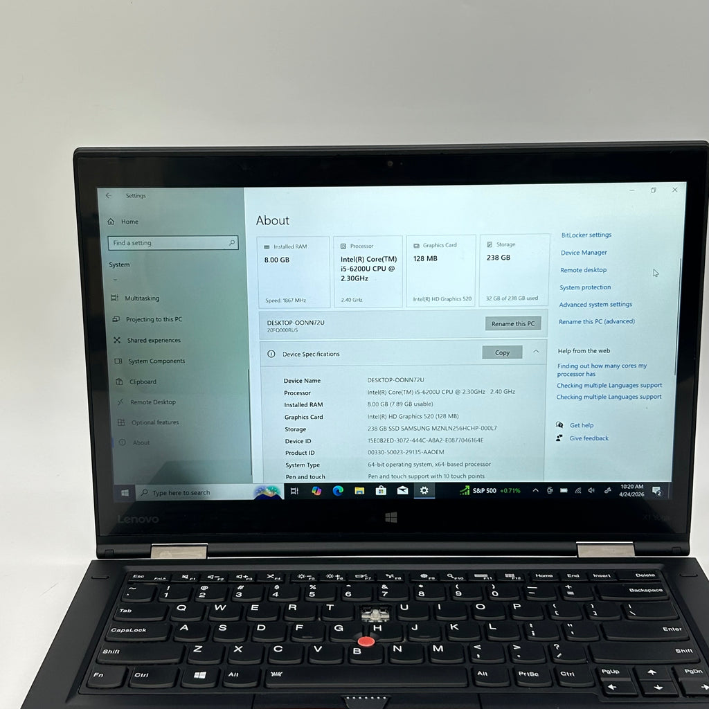 Lenovo ThinkPad X1 Yoga Gen 1 14-inch Core i5 6th Gen 8GB 256GB Black