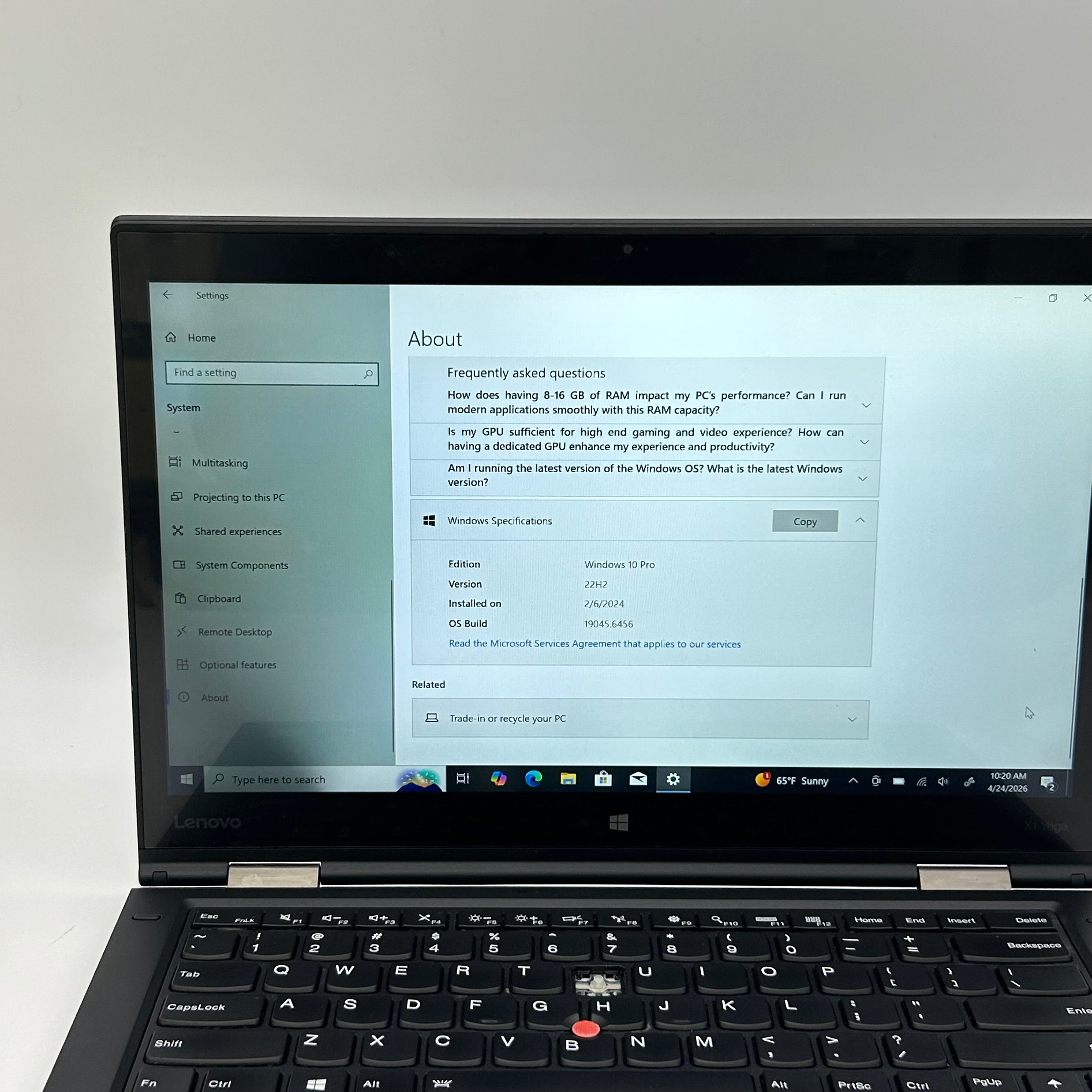 Lenovo ThinkPad X1 Yoga Gen 1 14-inch Core i5 6th Gen 8GB 256GB Black