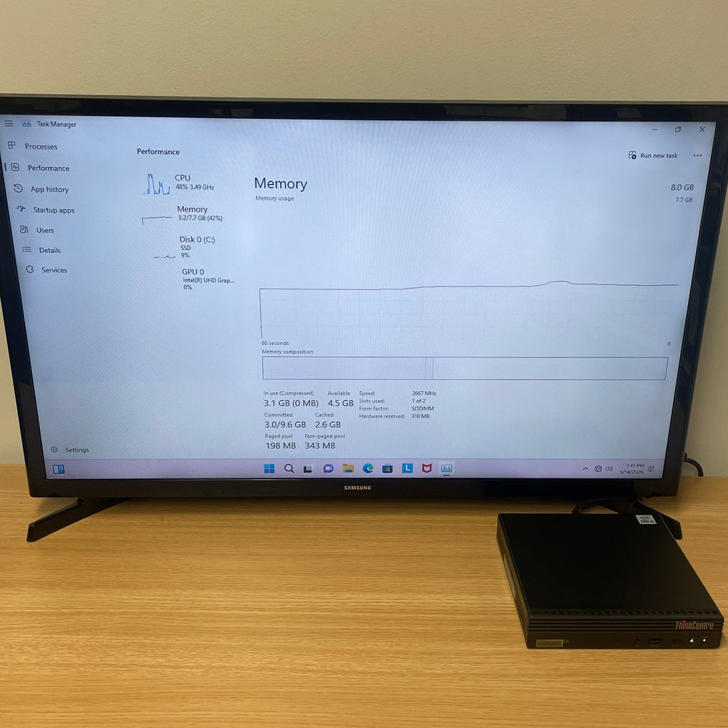 Lenovo ThinkCentre M60e Tiny PC i5-1035G1, 8GB, 256GB, W11