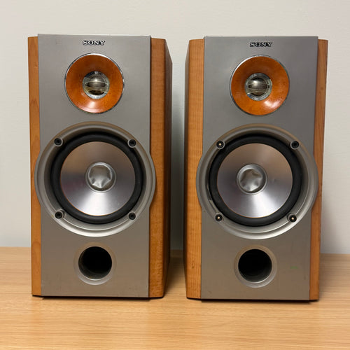 2 Sony SS-NX1 Speaker System Stereo Woodgrain Design Speakers 6ohms Untested