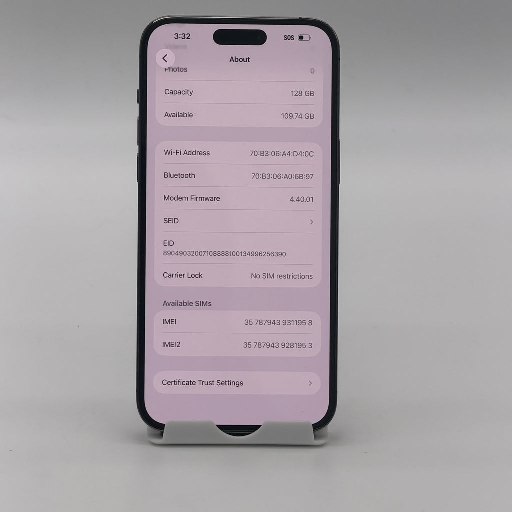 Apple iPhone 14 Pro Max 128GB Deep Purple Unlocked 83% BH