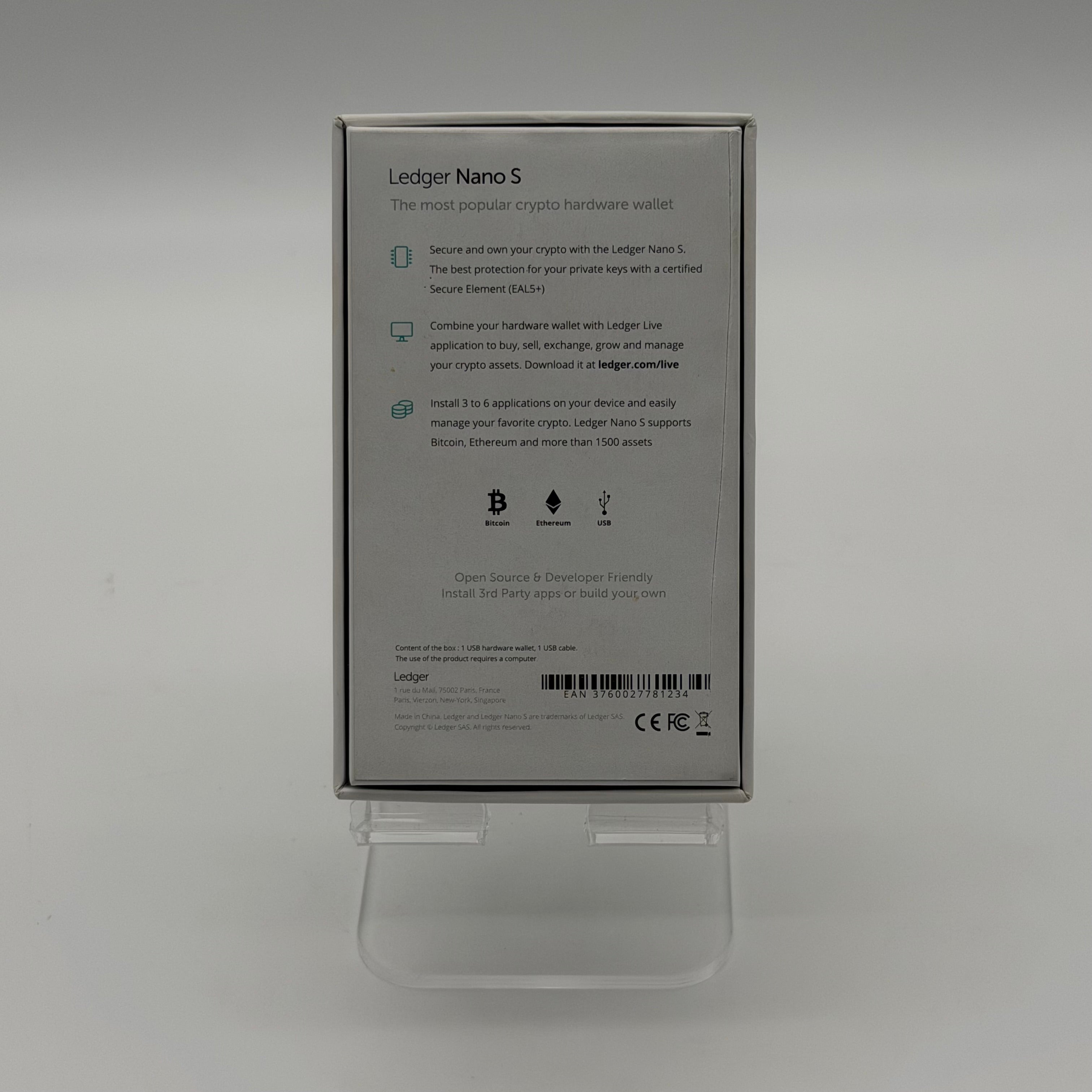 Ledger Nano S Cryptocurrency Hardware Wallet New Open Box