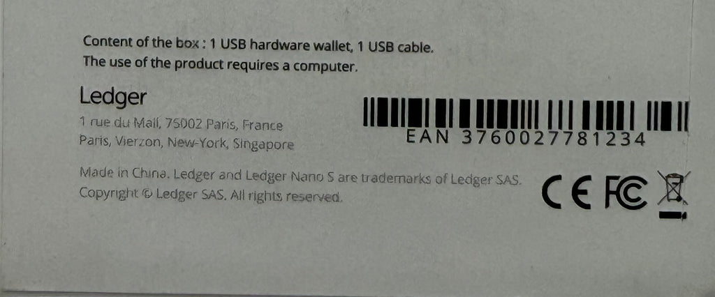 Ledger Nano S Cryptocurrency Hardware Wallet New Open Box