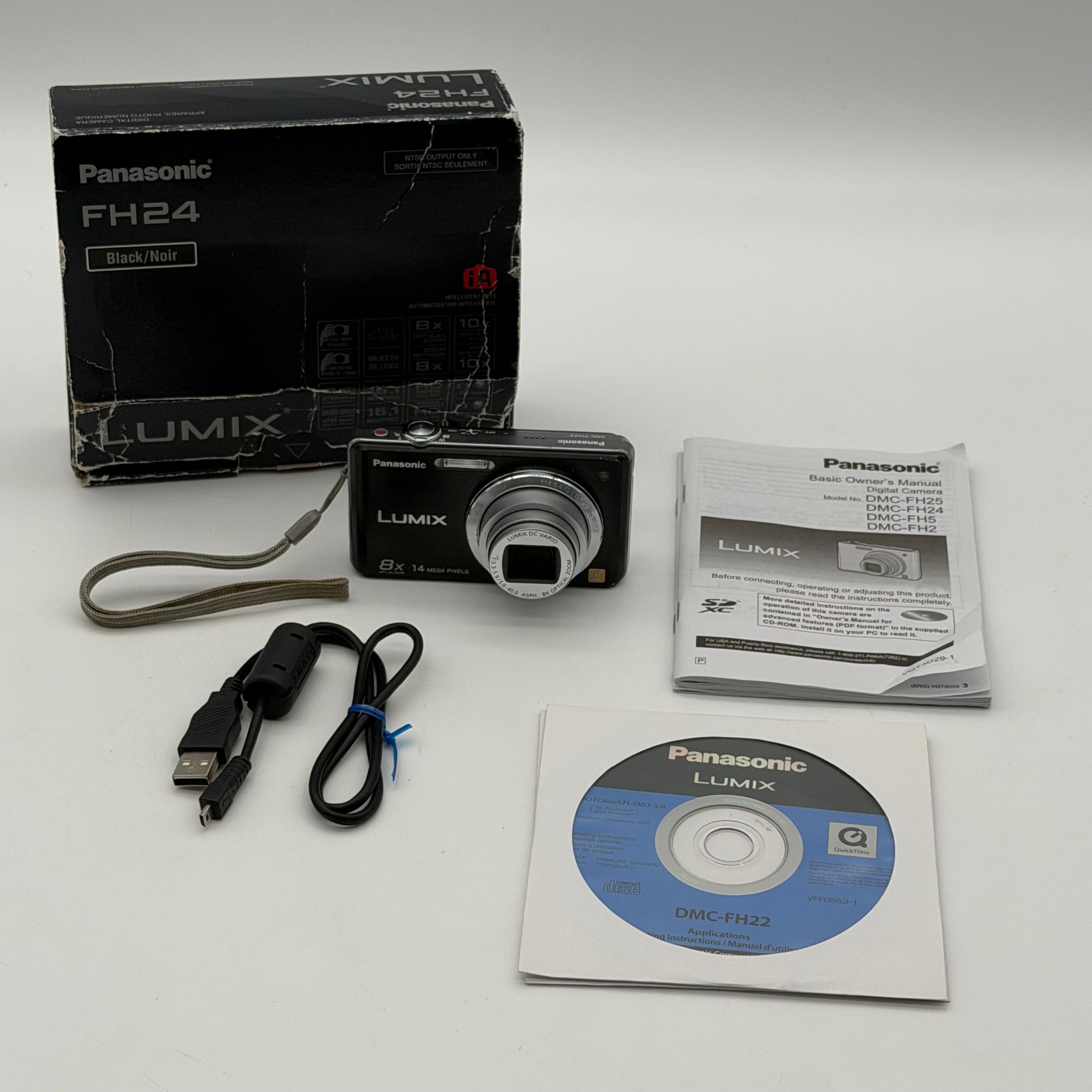 Panasonic Lumix DMC-FH24 16MP Digital Camera 8x Optical Zoom UNTESTED