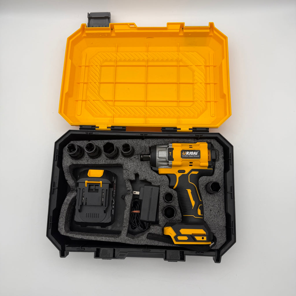 Urjoai 21V Brushless Cordless Impact Wrench, 1 Battery, Charger, Case