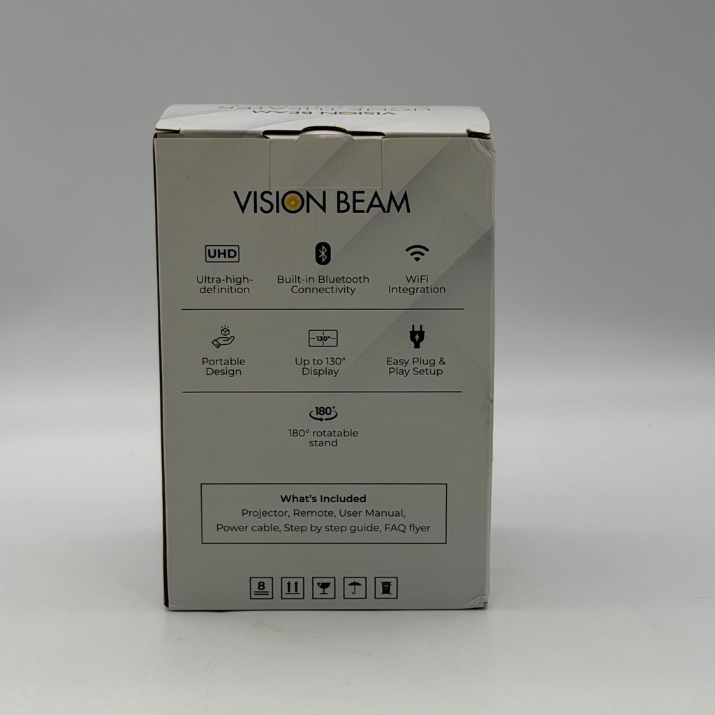 Vision Beam HD Projector Black New Open Box Clear Sharp Projection - Tested